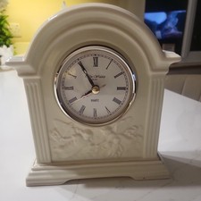 Vintage Cream Cherub Ceramic  Mantle Clock WM Widdop Quartz Tested & Working VGC