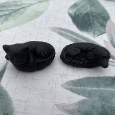 2 x Vintage Figurines Made from British Coal Animal Ornaments Collectables