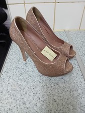 Next Gold Glitter Peep Toe 3'