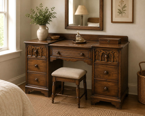 Antique oak kneehole - antique,