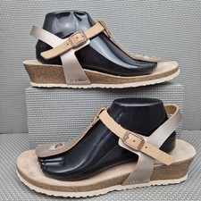 Birkenstock Papillio Ashley Sandals UK 8 Eur 42 Gold Toe Post Wedge Heel Strap