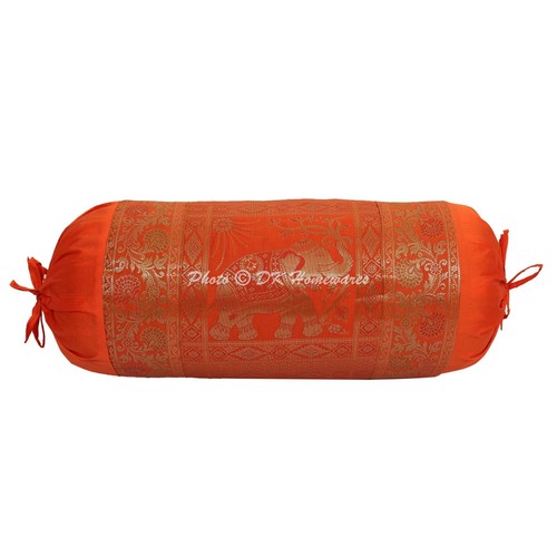 Orange bolster cover brocade - cover,