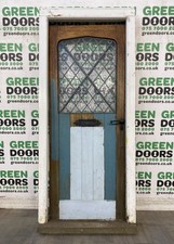 SOLID OAK FRONT DOOR 1930s WOODEN WOOD ANTIQUE HARDWOOD EXTERIOR EXTERNAL LEADED