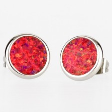 Round Red Fire Opal Silver