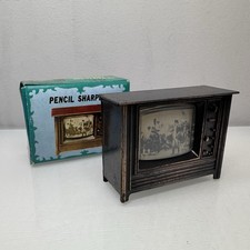 Vintage Miniature Die Cast Old TV Television Pencil Sharpener Doll House Boxed
