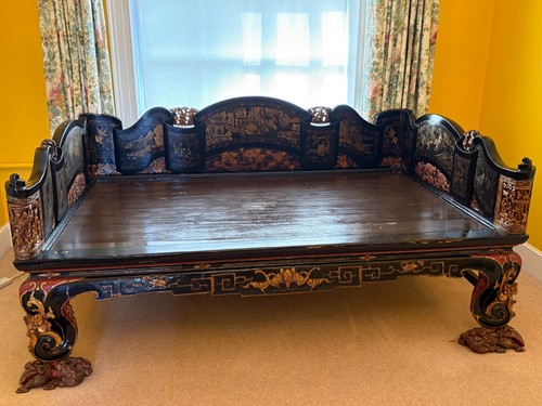 Chinese opium bed wooden with - chinese,