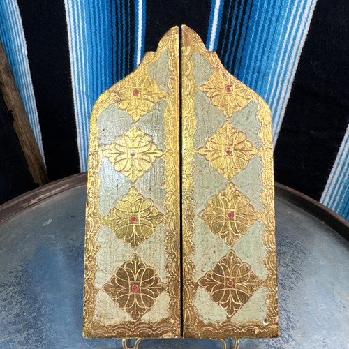 Vtg handmade wood triptych - handmade,
