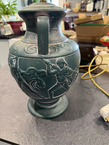Green ceramic urn table - table, lamp