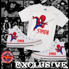 Personalised Spiderkid Converse Kids All Star Hi Top & Matching T-shirt Set