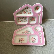 Cath Kidston Kids Melamine Food Serving Trays Pink Flower Rose Separation