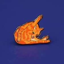CAT LICKING BUTT Enamel Pin