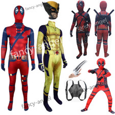 For Kids Boys Wolverine Deadpool Costume Bodysuit Halloween Cosplay Fancy Dress.