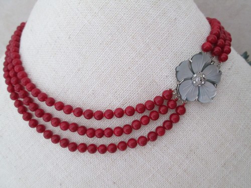 Rows 68mm red coral round - 3,