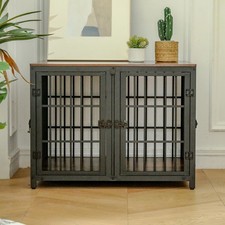 Heavy Metal Tube Dog Crate Industrial Furniture Style End Table Pet Cage Kennels