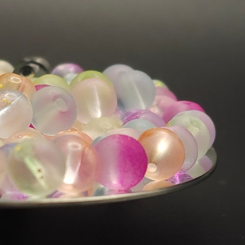 100 8mm mixed pastel frosted - pastel,