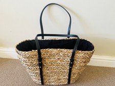 New With Tags - Marks & Spencer’s Large Straw Beige & black Beach Bag / Tote Bag