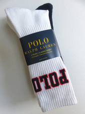 Polo Ralph Lauren 3 pairs mens crew socks white navy blue NEW cushioned sports