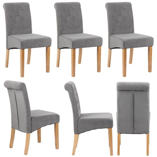 Set grey velvet dining - velvet,