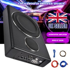 12V 8" 800W Car Subwoofer Active Underseat Bass Box Audio Sub Speaker Amplifier