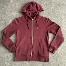 Primark mens x small warm dark red burgundy full zip up through lined hoodie xs