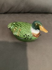 Vintage French Michel Caugant Duck Terrine Hand Painted Pate Dish