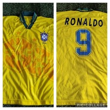 Brazil Vintage Football Shirt 1994 1996 Fan Home Shirt 9 Ronaldo Adult XL