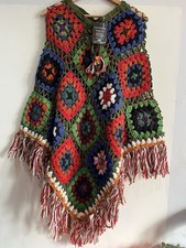 The Rude Monkey Crocheted Poncho 100% Wool Made In Nepal BNWT