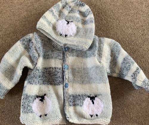 Hand knitted baby cardigan and - baby,