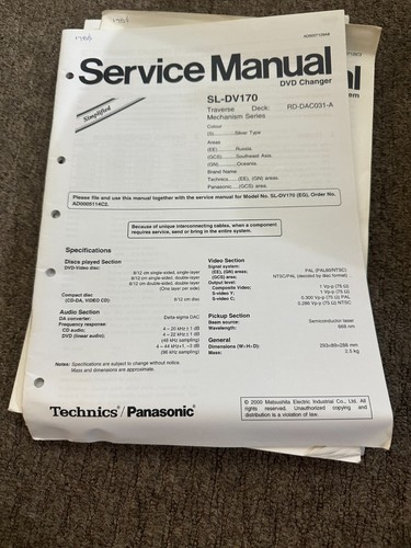 Technics dv170 manual - technics, sl-dv170