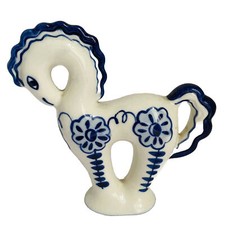 Gzhel Horse Figurine White And Blue Very Good Condition USSR