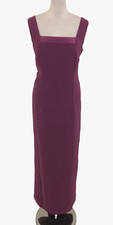 Coterie Women's Dress Size 14 Mulberry Satin Beaded Yoke Sheath Long Used F1
