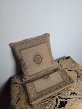 2x Vinatge Marks &Spencer Beige Antique Washed Off Tapestry Fabric 40x40cm