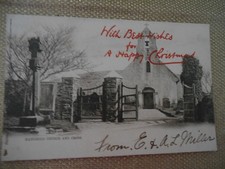 MAUGHOLD CHURCH AND CROSS ISLE OF MAN OLD POSTCARD GREETINGS