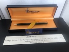 Vintage Waterman Executive Lacquered Green Ballpoint Pen With Box & New Refill