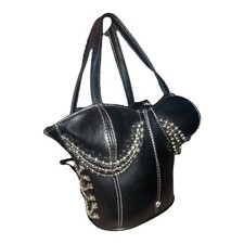 Vintage Black Corset Bustier Purse Handbag Shoulder  Strap Beads Gothic Y2K Big