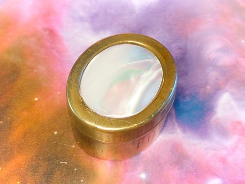 Oval brass and mother - , of