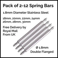 Watch Strap/Bracelet Spring Bars 1.8mm Diameter Pins High Quality Stainless S...