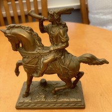 Cast Metal Native American Figure Gold Coloured,7” Tall,June2517