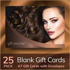 Gift Voucher Beauty Salon Blank Card Hair Salon Hairdressing x25 A7 + Envelopes