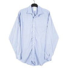 BROOKS BROTHERS Blue Check Shirt Slim Fit Long Sleeve Casual Cotton Mens L