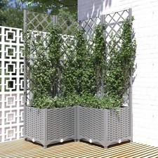 Light Grey PP Garden Planter with Trellis 80x80x136 cm for Outdoor Use