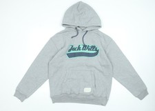 Jack Wills Men's Grey Pullover Hoodie Medium Embroidered Logo