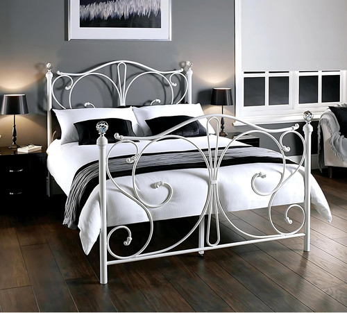 4ft6 double metal bed frame - metal,