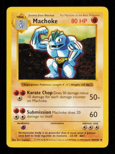 Pokemon card machoke 102 - machoke, 34/102