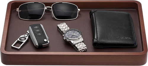 Wooden valet tray for men - wooden,