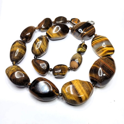 Vintage tiger eye necklace - tiger,