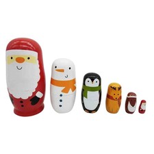Pack 6 Russian Nesting Dolls Matryoshka Babushka Dolls Kid Wooden Toys +