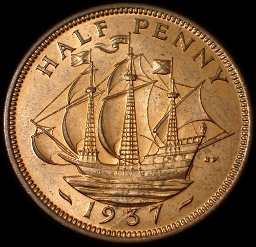 Half penny 1937 george vi - penny,