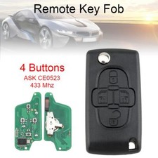 4 Button Remote Key Fob ID46 HU83 Blade Flip ASK Fit for Peugeot 1007 Citroen C8