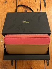 Brand New Clarks two-tone (pink and tan) zip-around wallet or purse